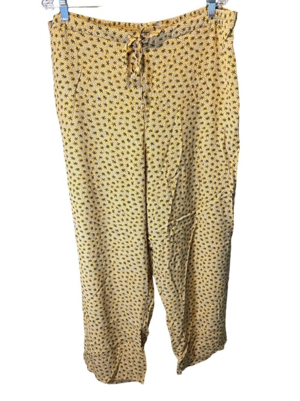 Innovation Sport 2X Yellow Floral Print Womens Pants Elastic Waist Lightweight